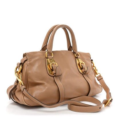 Prada Soft Calfskin Shopping Satchel Sabbia 3 of 16