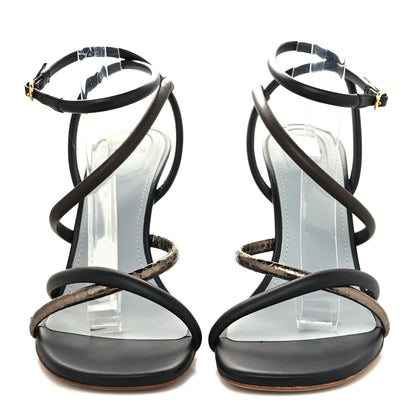 Fendi Nappa Metallic Ayers Fendi First 95mm Strappy Sandals 38.5 Black Chocolate Stagno 2 of 8