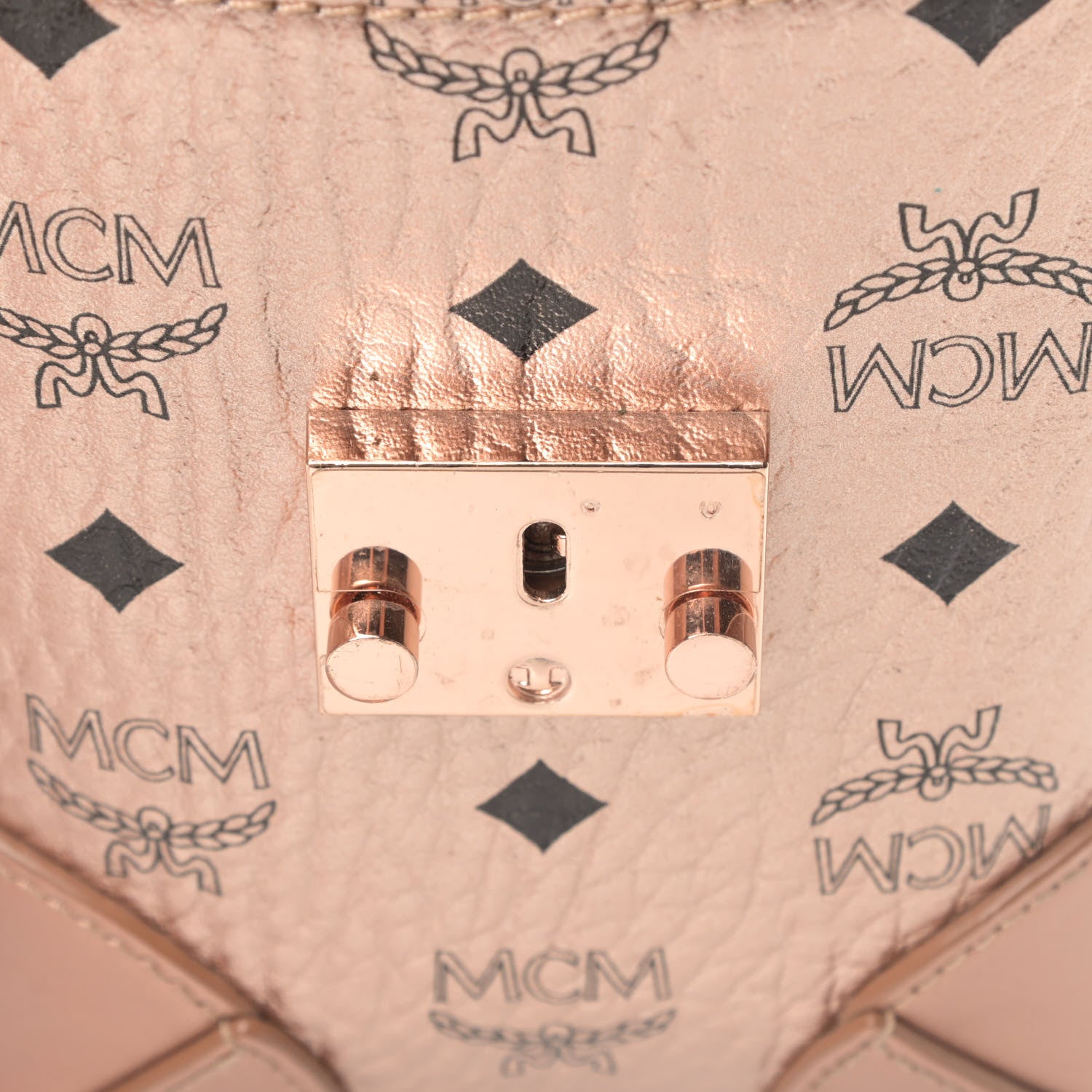 MCM Metallic Visetos Mini Soft Berlin Crossbody Champagne 5 of 5