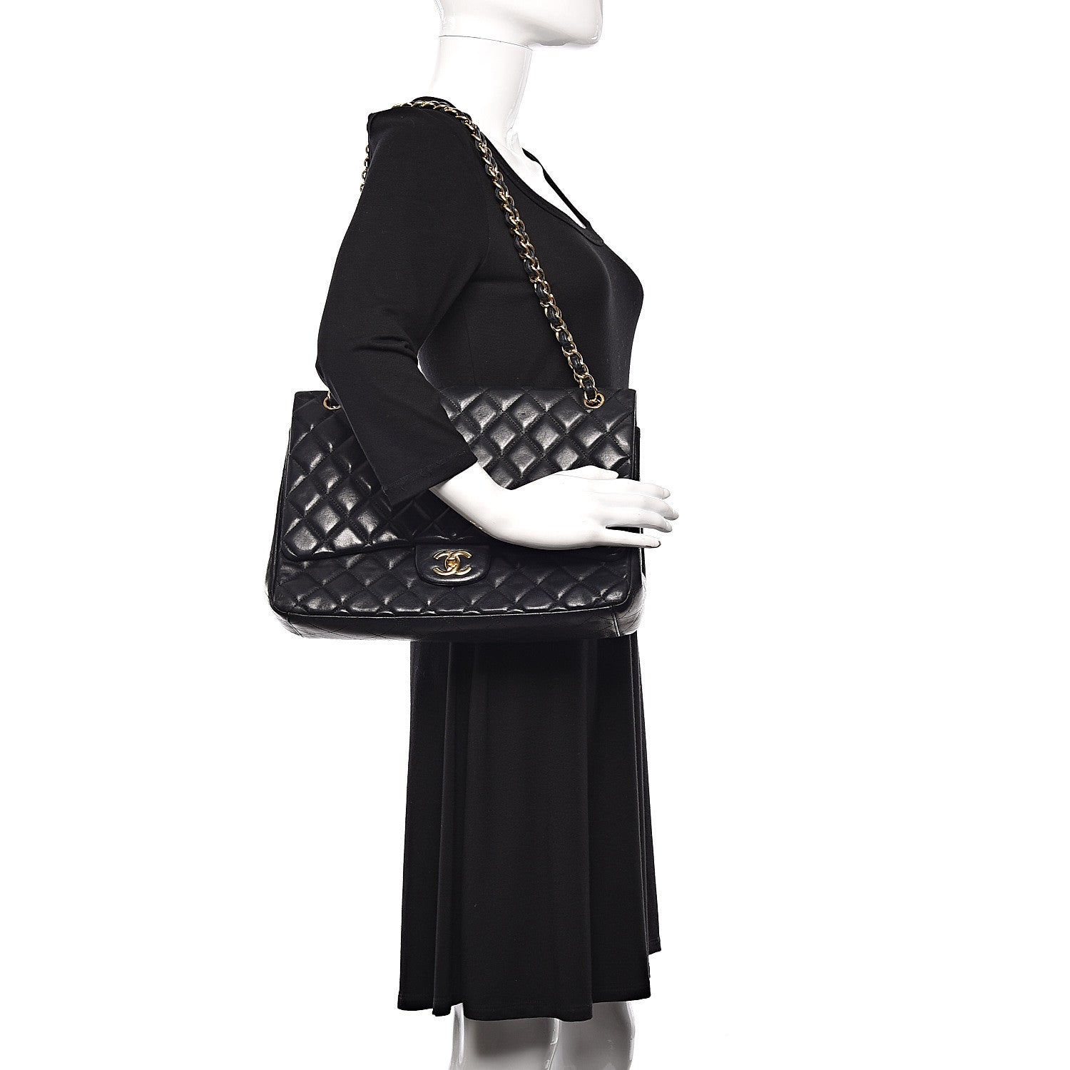 Chanel Lambskin Quilted Maxi Single Flap Black 2 of 13