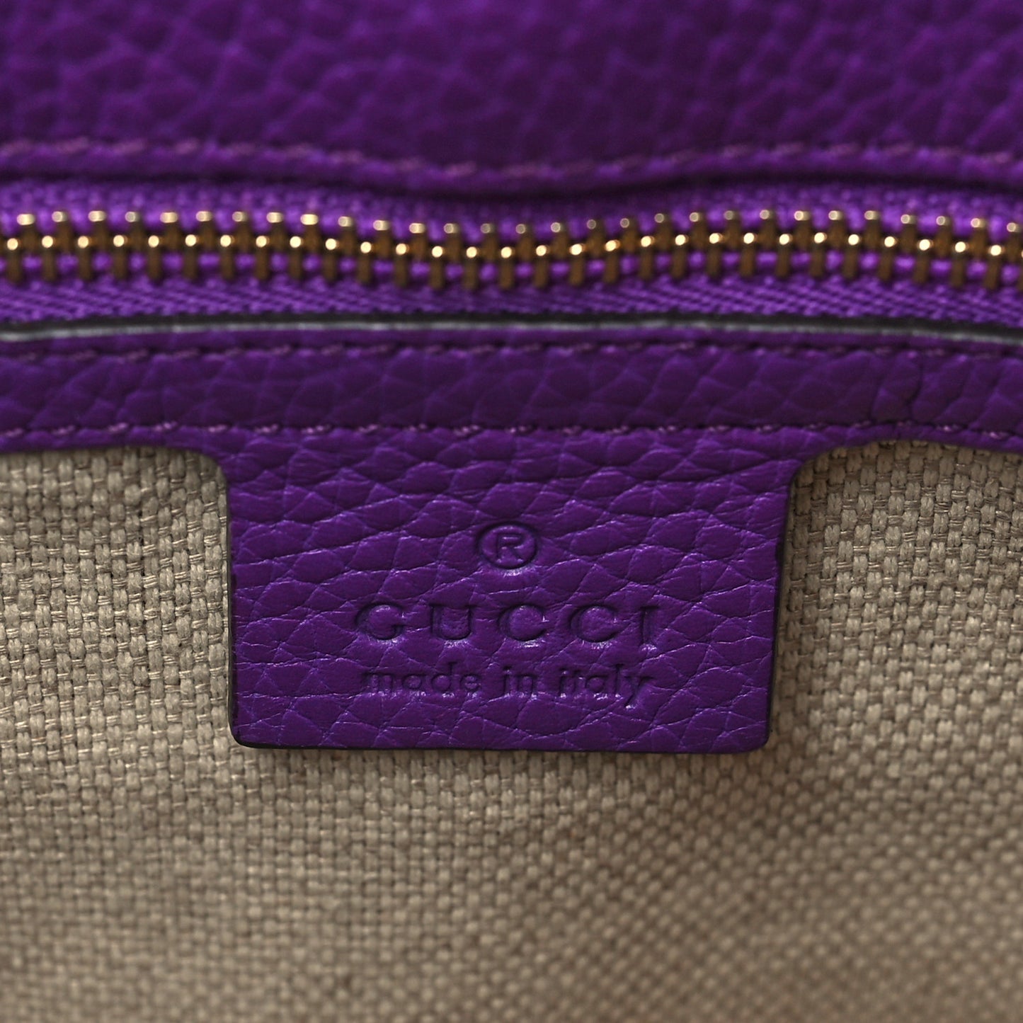Pebbled Calfskin Medium Soho Flap Crossbody Shine Purple