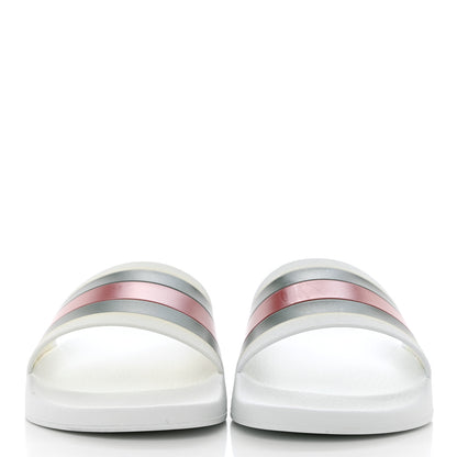 Gucci Rubber Web Mens Pool Slide Sandals 10 White Green Red 2 of 12