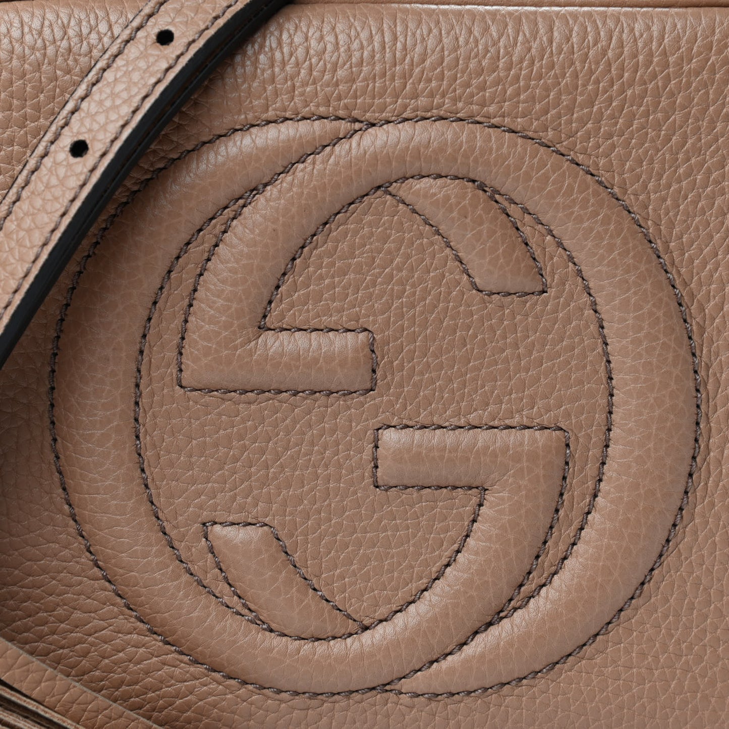 Pebbled Calfskin Small Soho Disco Bag Rose Beige