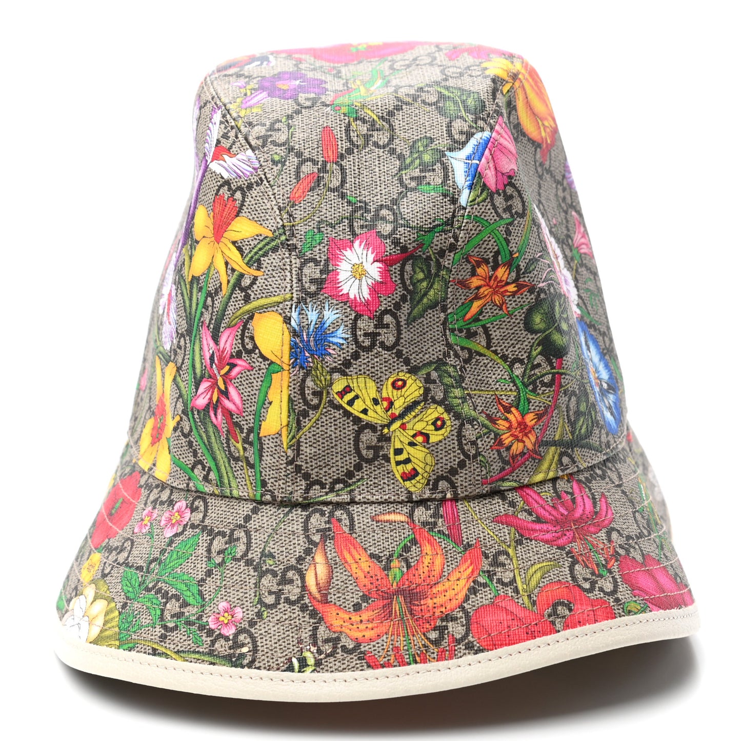 GG Supreme Monogram Flora Fedora Hat M White