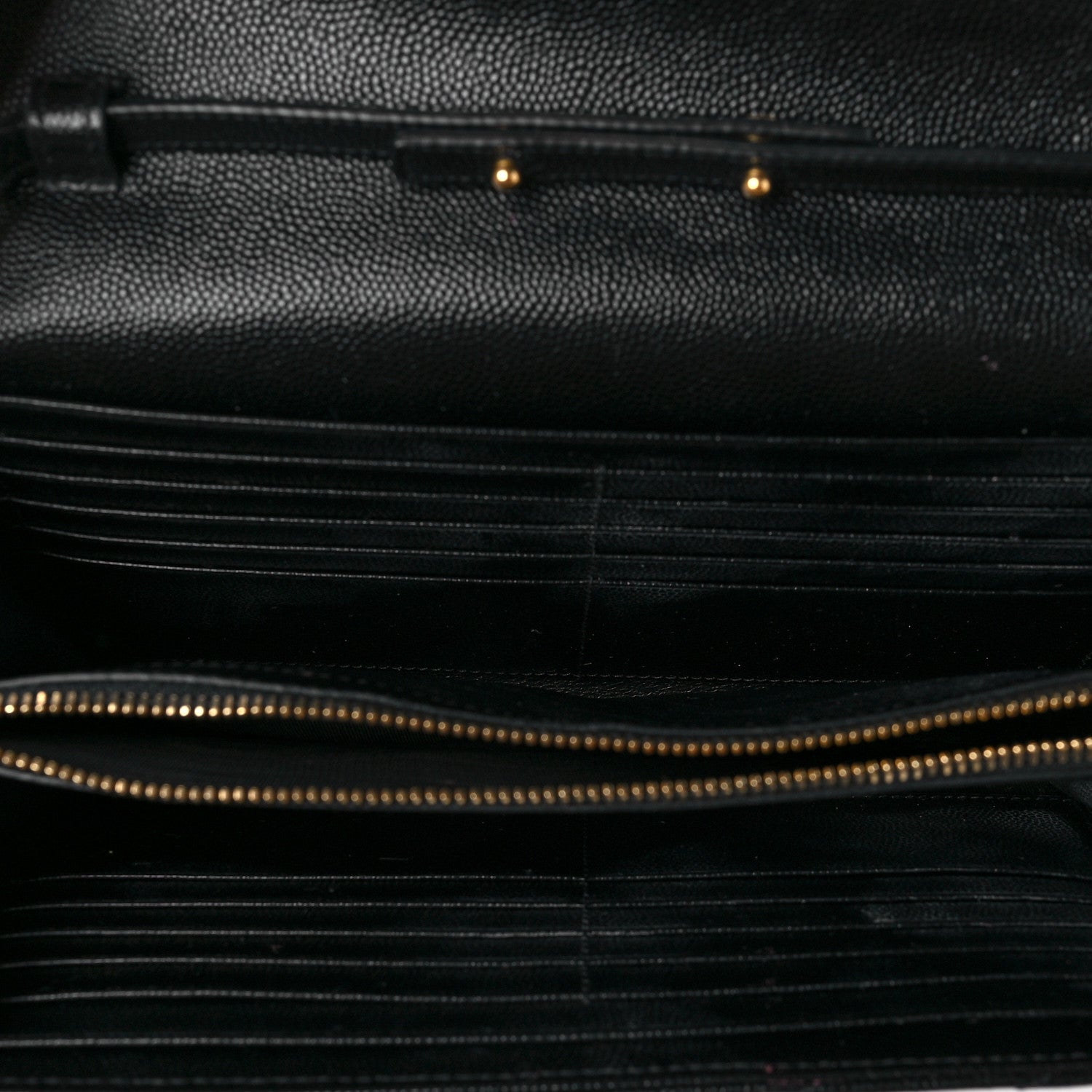 Saint Laurent Grain De Poudre Matelasse Chevron Monogram Chain Wallet Black 5 of 8
