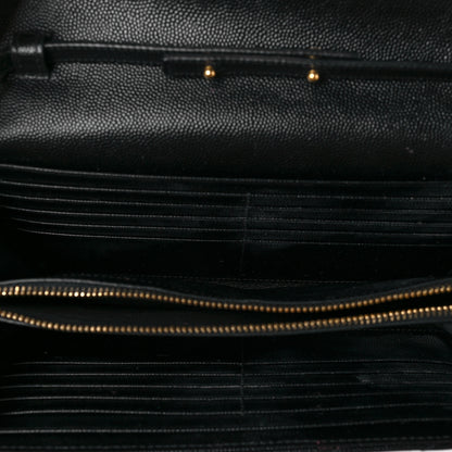 Saint Laurent Grain De Poudre Matelasse Chevron Monogram Chain Wallet Black 5 of 8