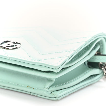 Gucci Calfskin Matelasse GG Marmont Mini Wallet On Chain Water Green 11 of 11