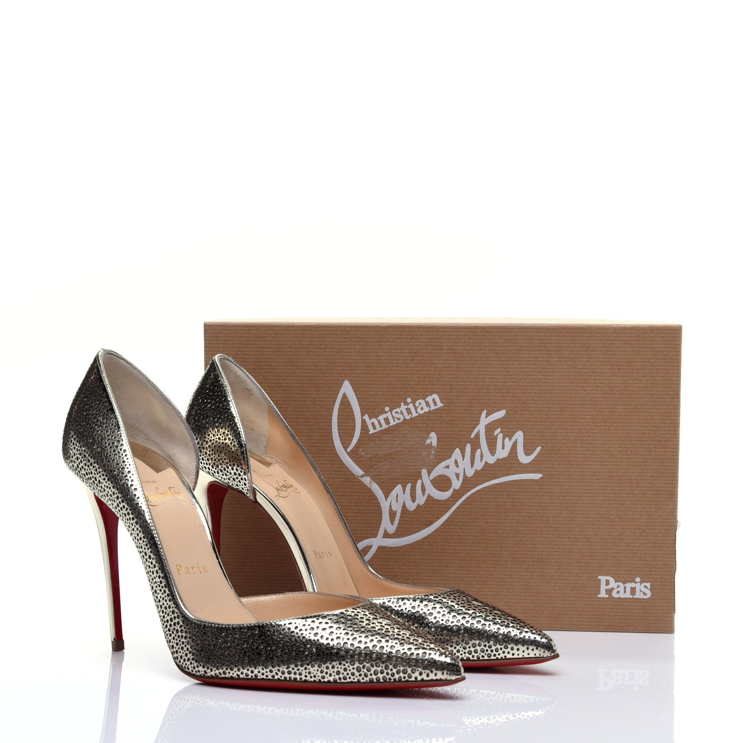 Christian Louboutin Patent Glitter Galupump 100 Pumps 38.5 Light Gold Ivory 12 of 12