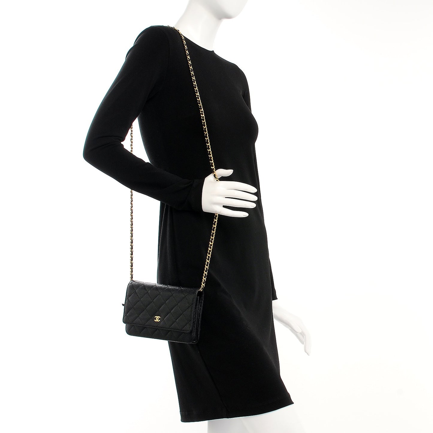 Caviar Quilted Wallet On Chain WOC Black