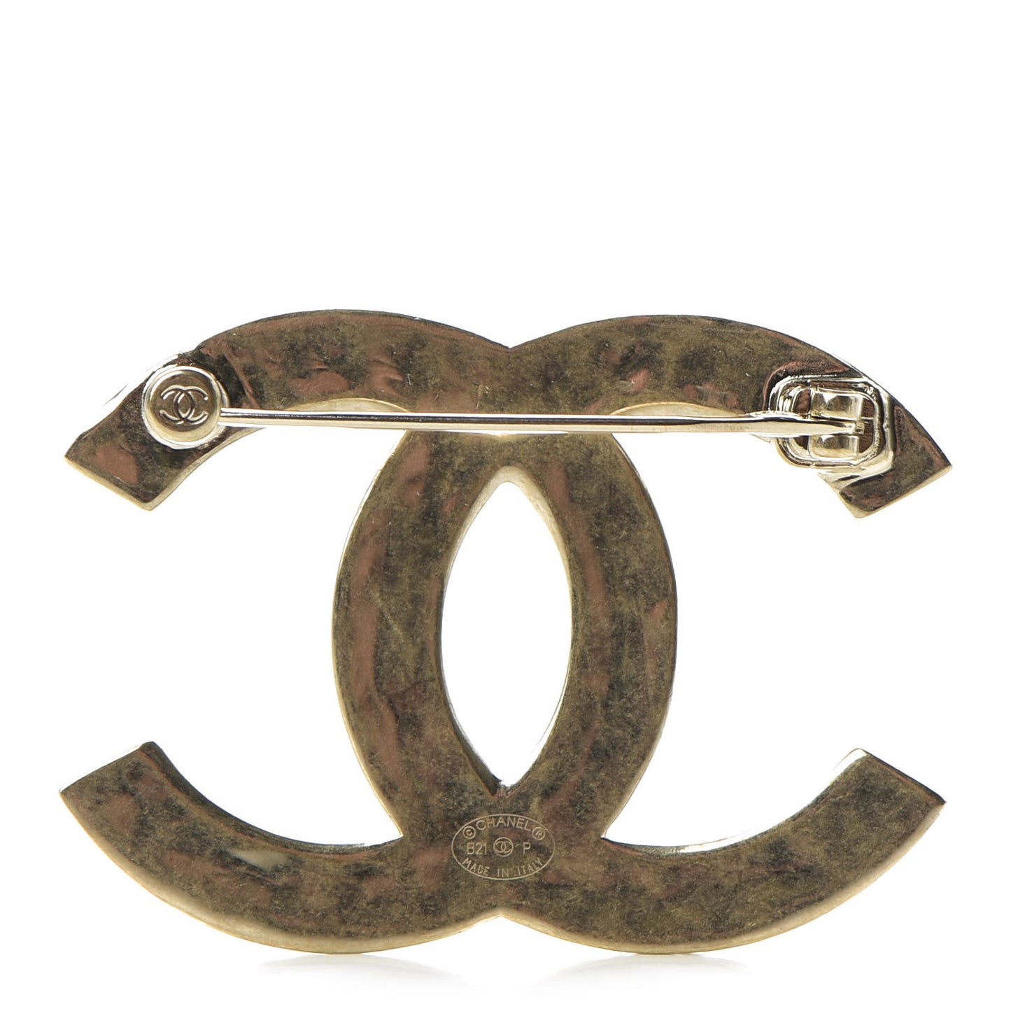 Metal CC Diamond Quilted Brooch Light Gold