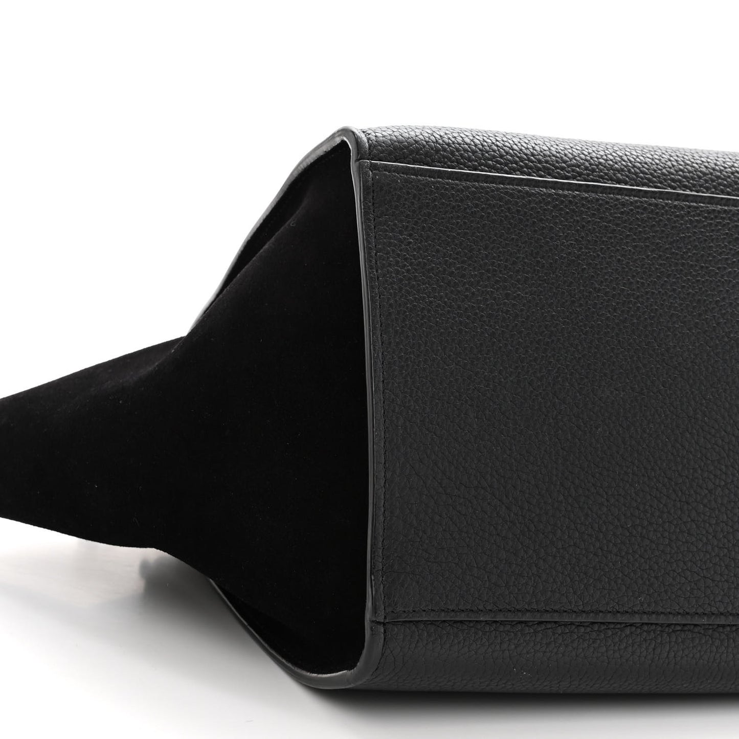 Drummed Calfskin Suede Small Trapeze Black