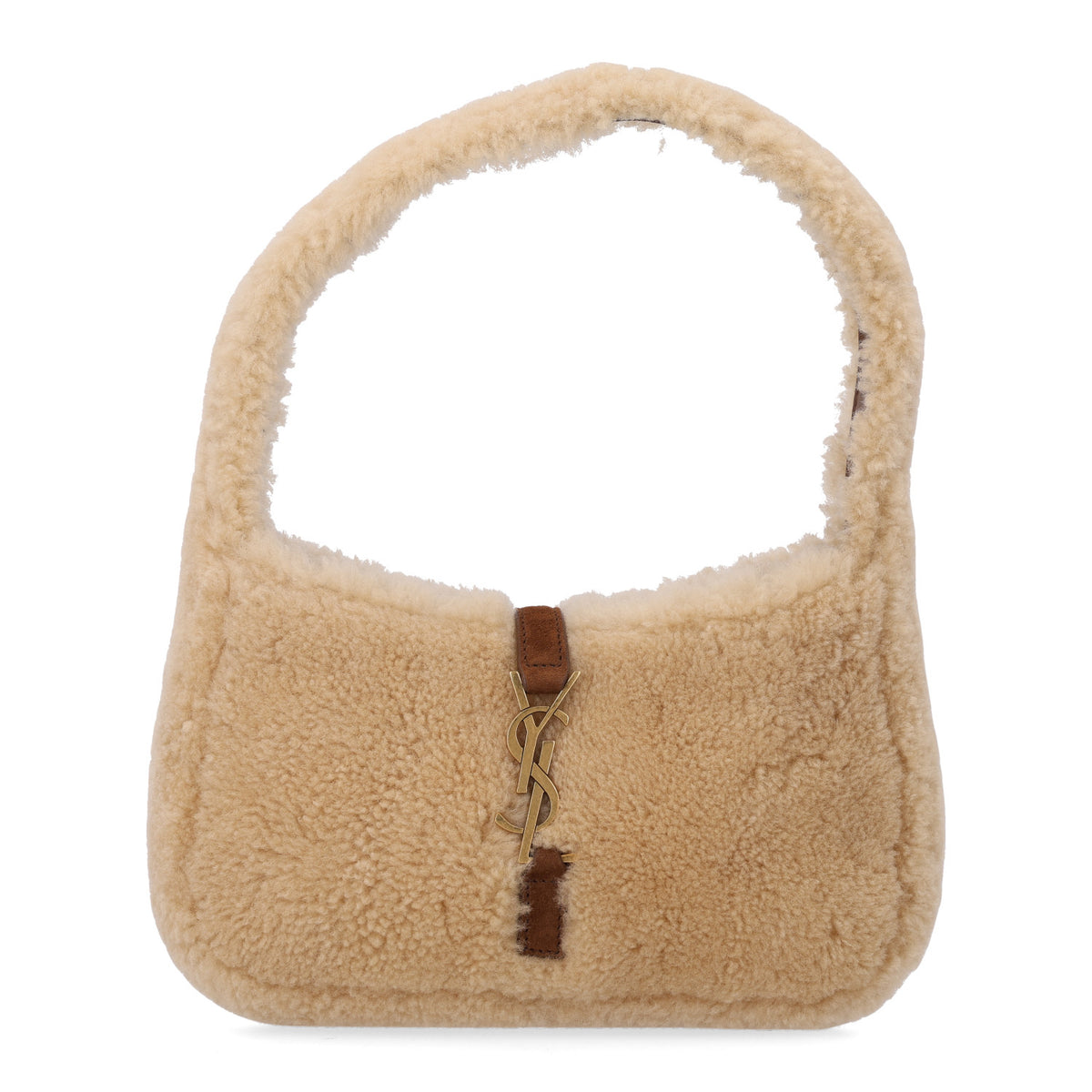 Saint Laurent Shearling Le 5 A 7 Mini Hobo Natural Beige 1 of 10