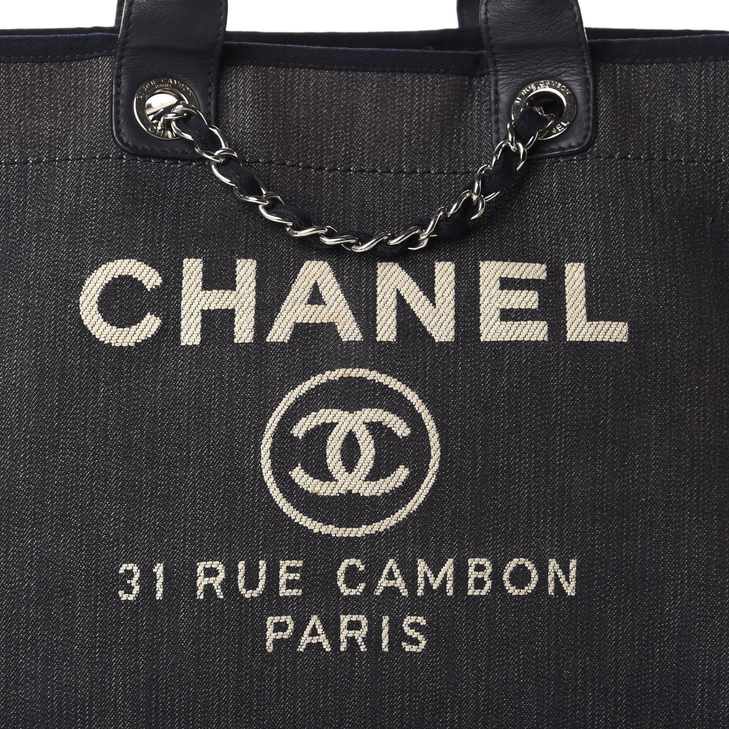 Chanel Denim Medium Deauville Tote Dark Blue 17 of 17