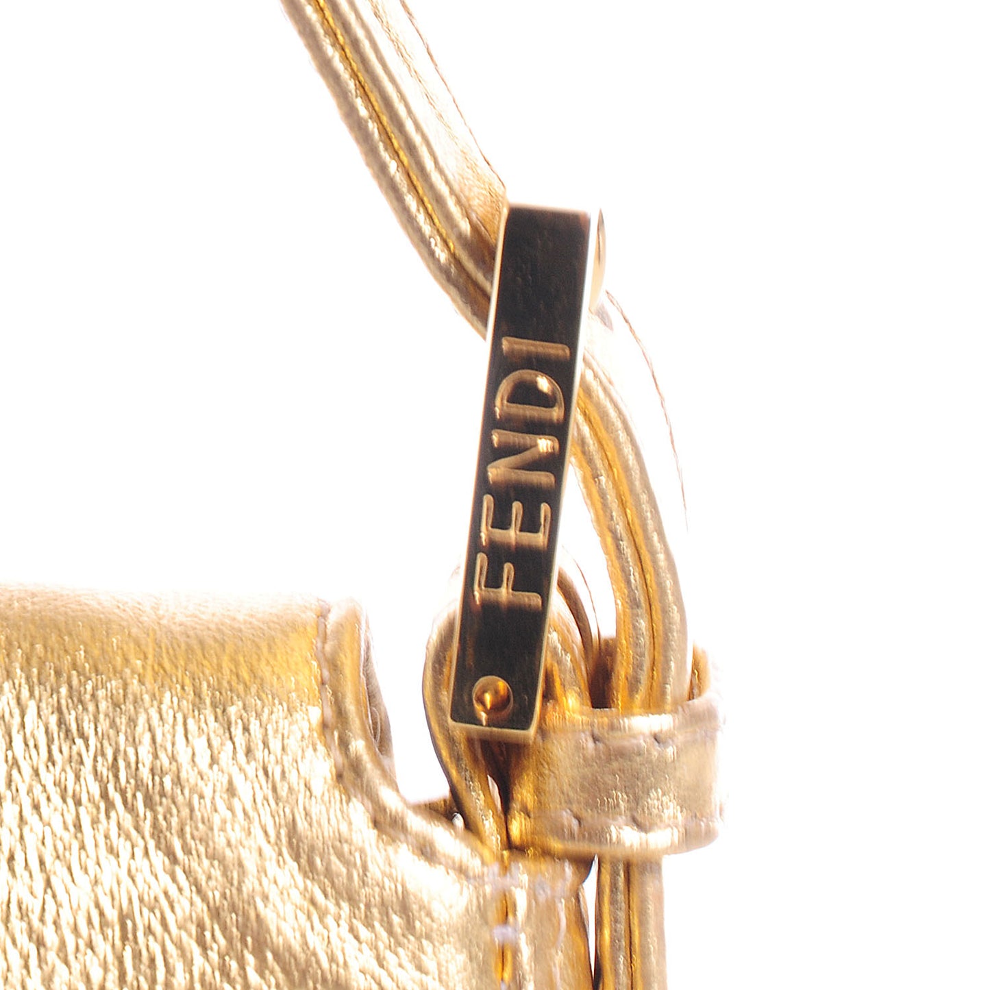 Leather Crystal Mama Baguette Gold