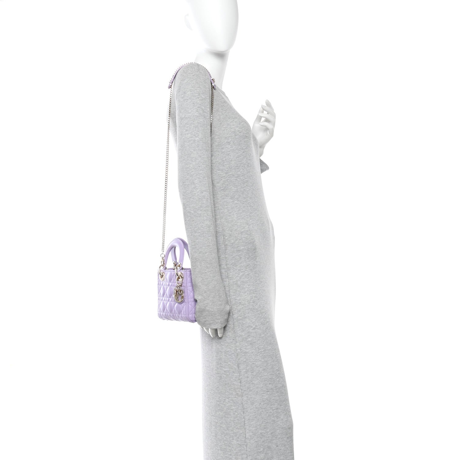 Christian Dior Lambskin Cannage Mini Lady Dior Lilac 2 of 10