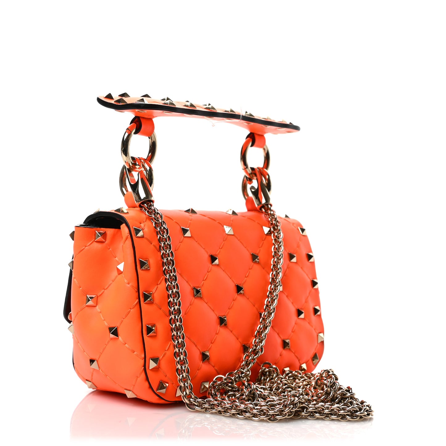 Calfskin Micro Rockstud Spike Shoulder Bag Orange