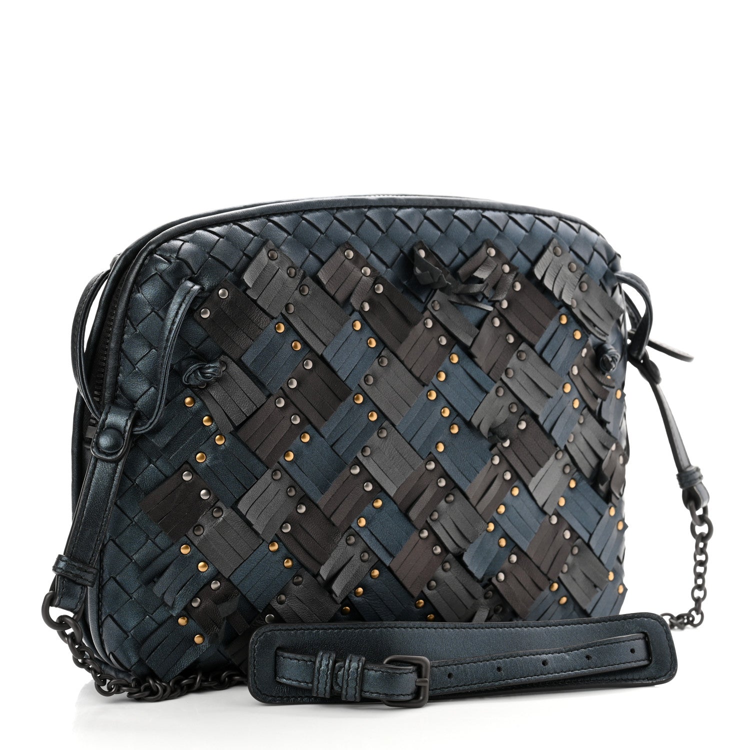 Bottega Veneta Nappa Intrecciato Fringe Studded Nodini Crossbody Messenger Multicolor 3 of 9