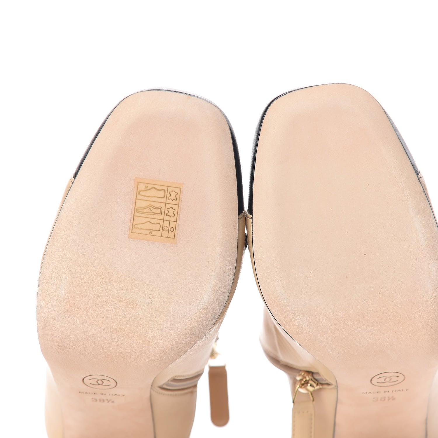 Chanel Lambskin CC Chain Cap Toe Short Boots 38.5 Beige Black 11 of 15