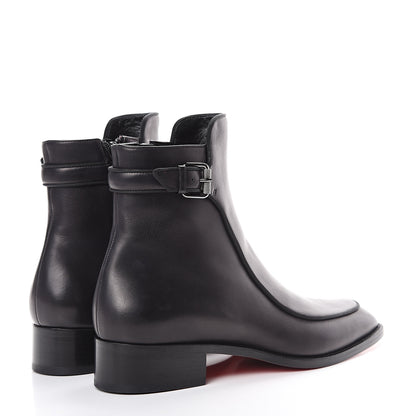 Christian Louboutin Calfskin Ecritoir Flat Ankle Boots 39 Black 4 of 9