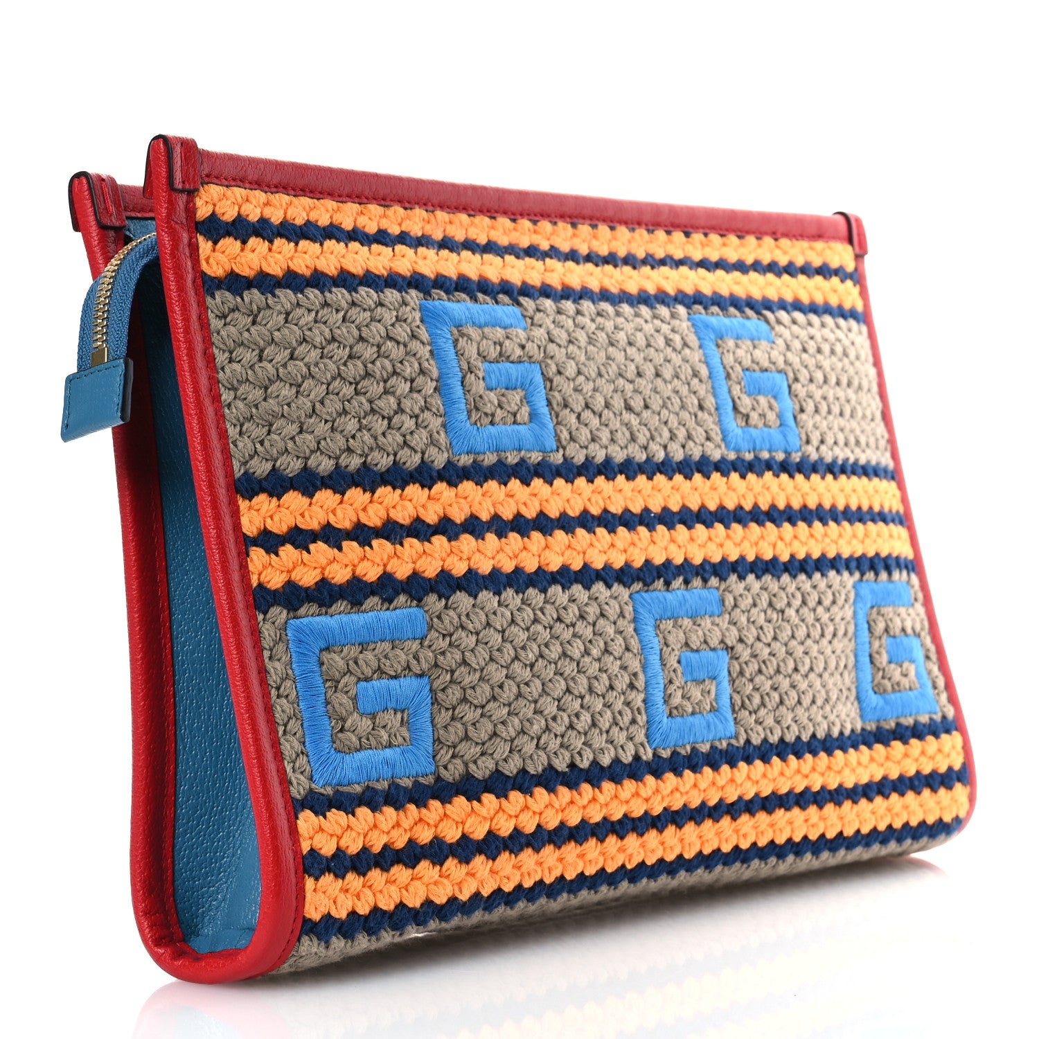 Gucci Fabric Embroidered Square G Mykonos Striped Case 3 of 10