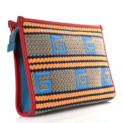 Gucci Fabric Embroidered Square G Mykonos Striped Case 3 of 10