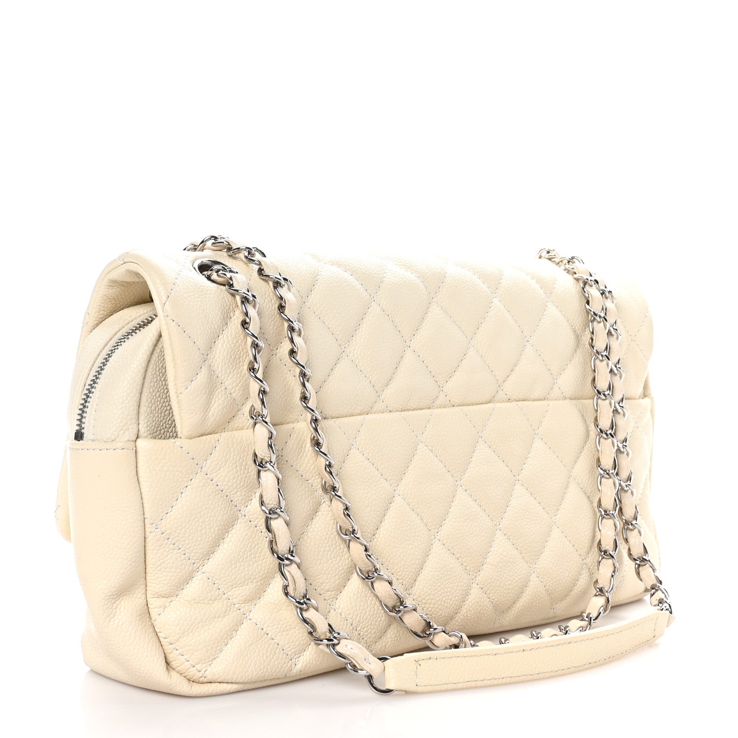 Chanel Caviar Quilted Jumbo Easy Flap Dark White 3 of 10