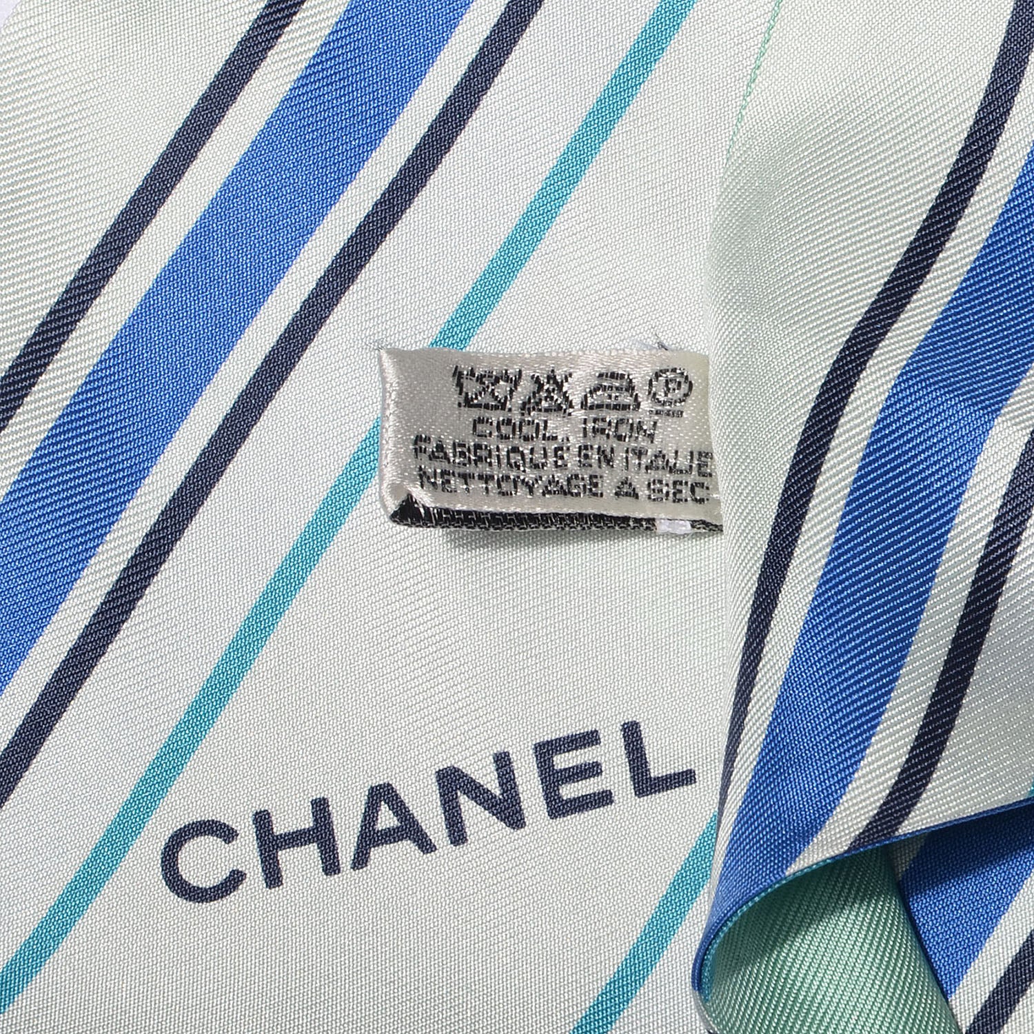 Chanel Silk Pearl CC N°5 Scarf Blue 7 of 7