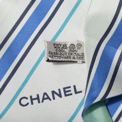 Chanel Silk Pearl CC N°5 Scarf Blue 7 of 7