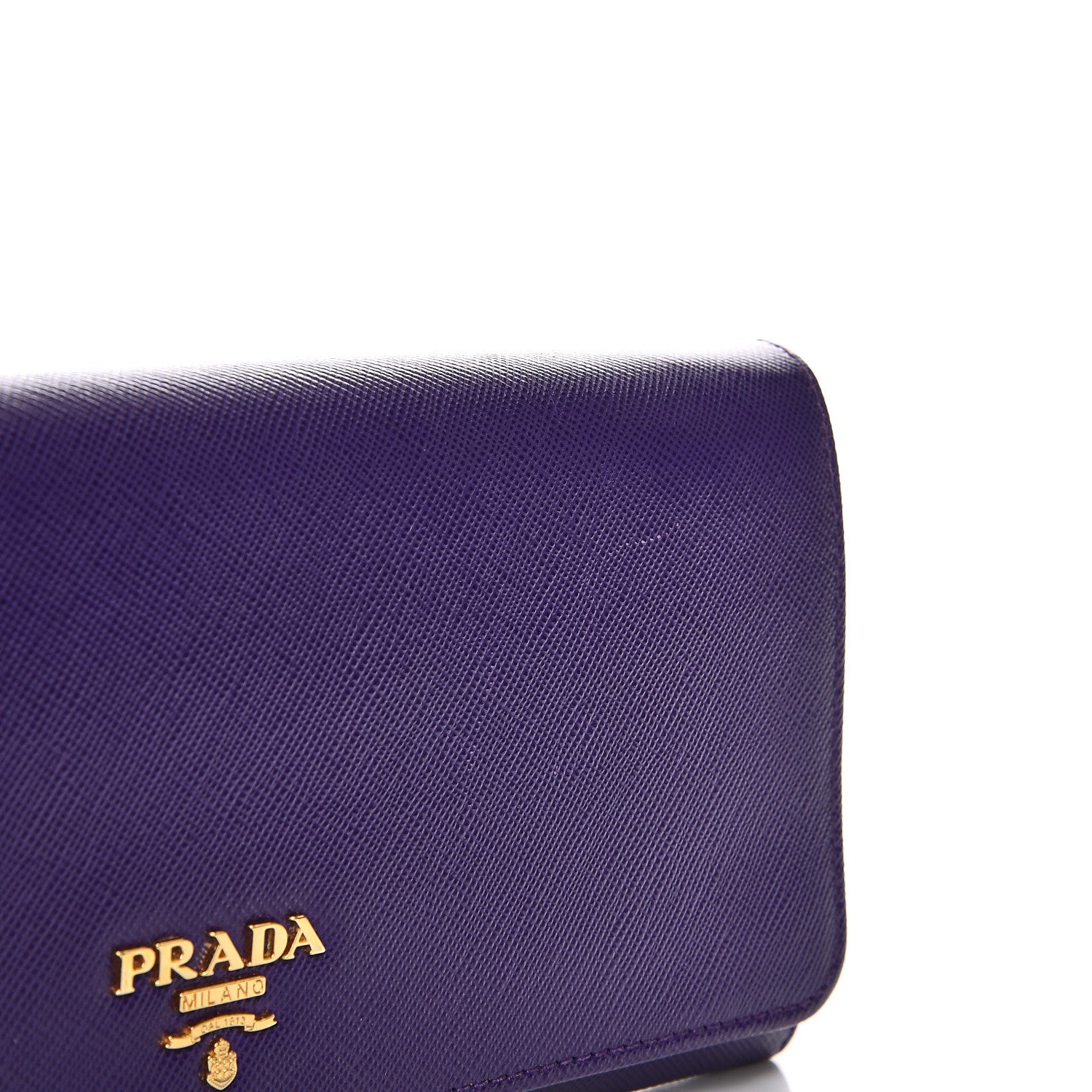 Prada Saffiano Metal Oro Chain Wallet Viola 11 of 13