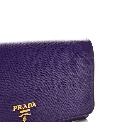Prada Saffiano Metal Oro Chain Wallet Viola 11 of 13