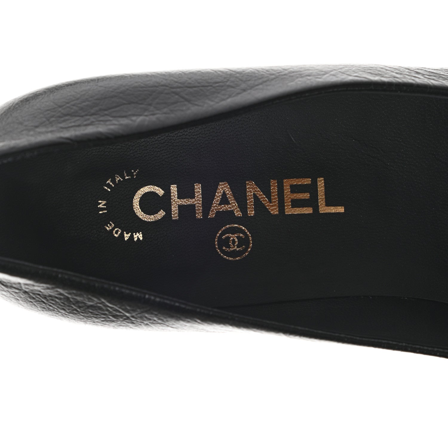 Chanel Lambskin Patent Cap Toe CC Pumps 38.5 Black 7 of 8