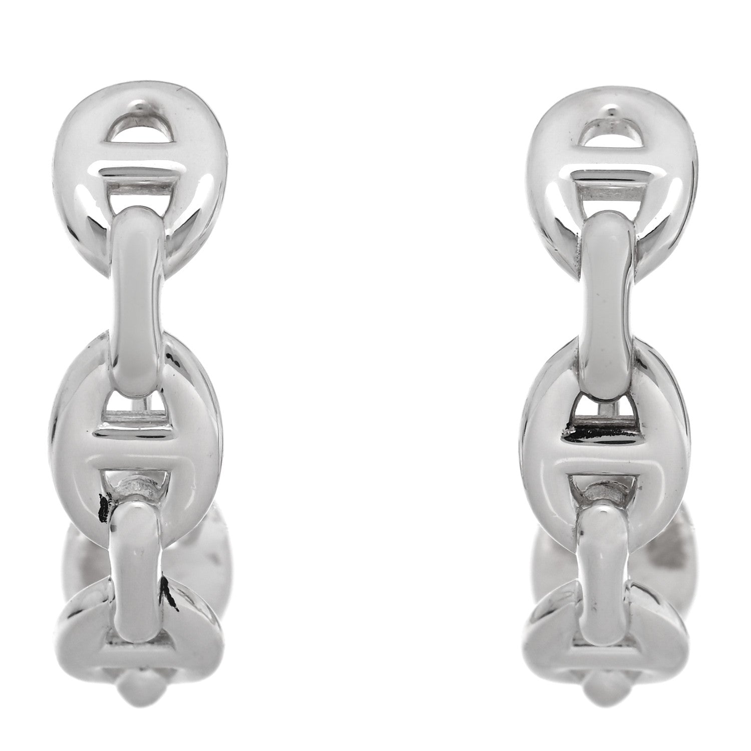 Hermes Sterling Silver Chaine D'Ancre Enchainee Climber Earrings 1 of 4