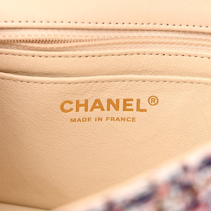 Chanel Tweed Quilted Mini Rectangular Flap Burgundy Ecru 6 of 10