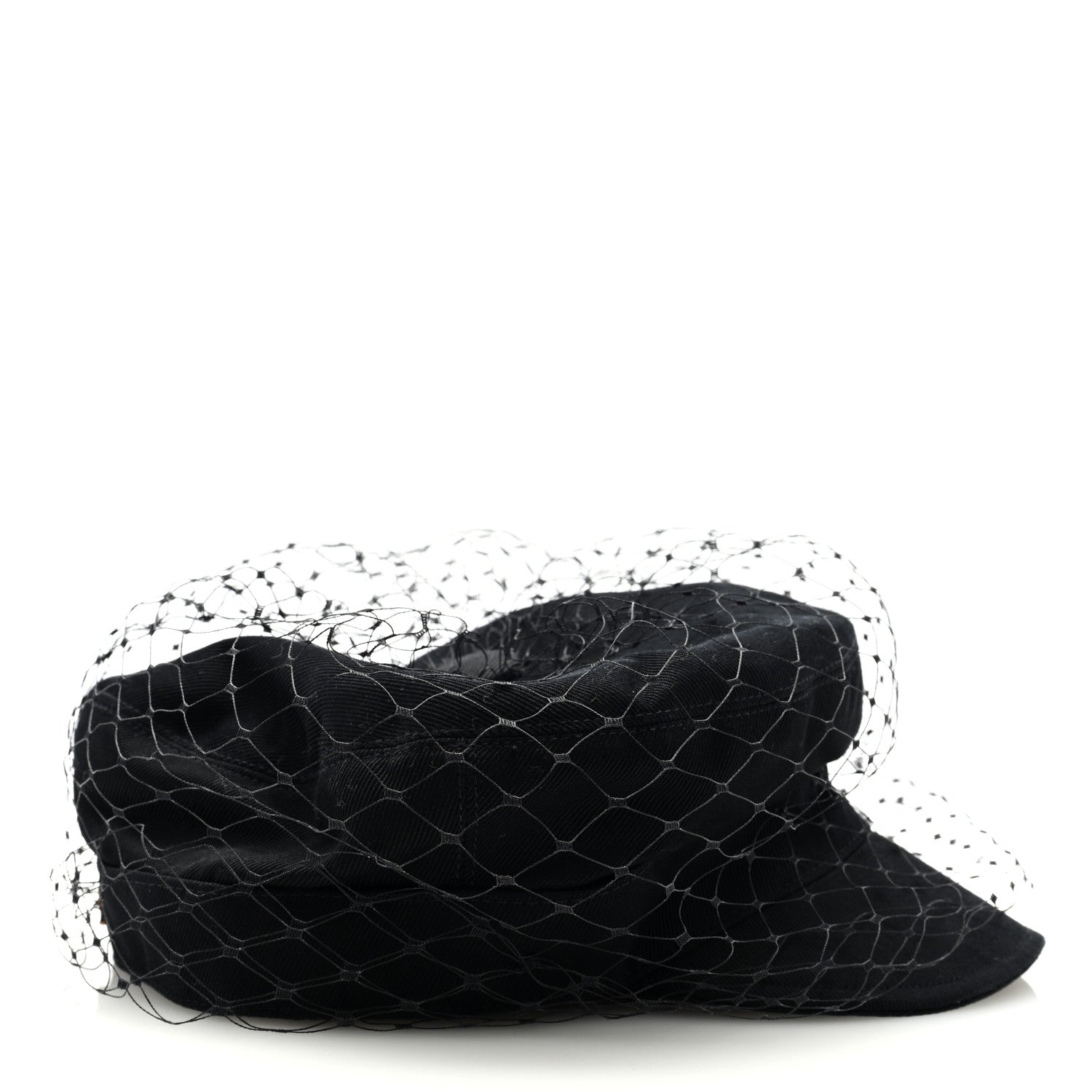 Christian Dior Cotton Canvas Arty Cap with Veil 58 Black 5 of 7