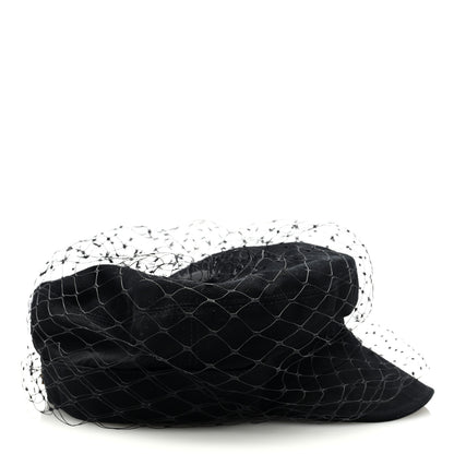 Christian Dior Cotton Canvas Arty Cap with Veil 58 Black 5 of 7