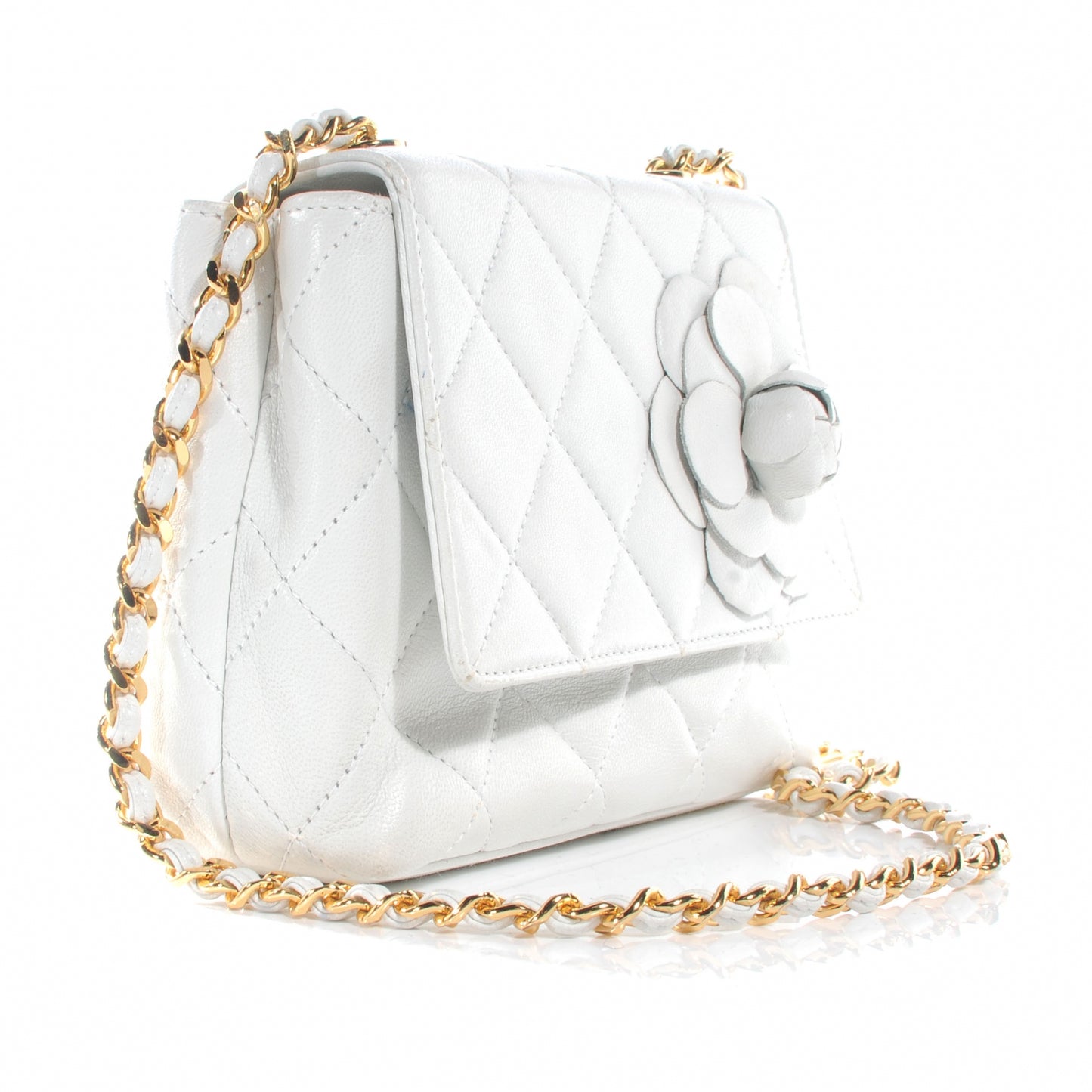 Lambskin Camellia Mini Flap White