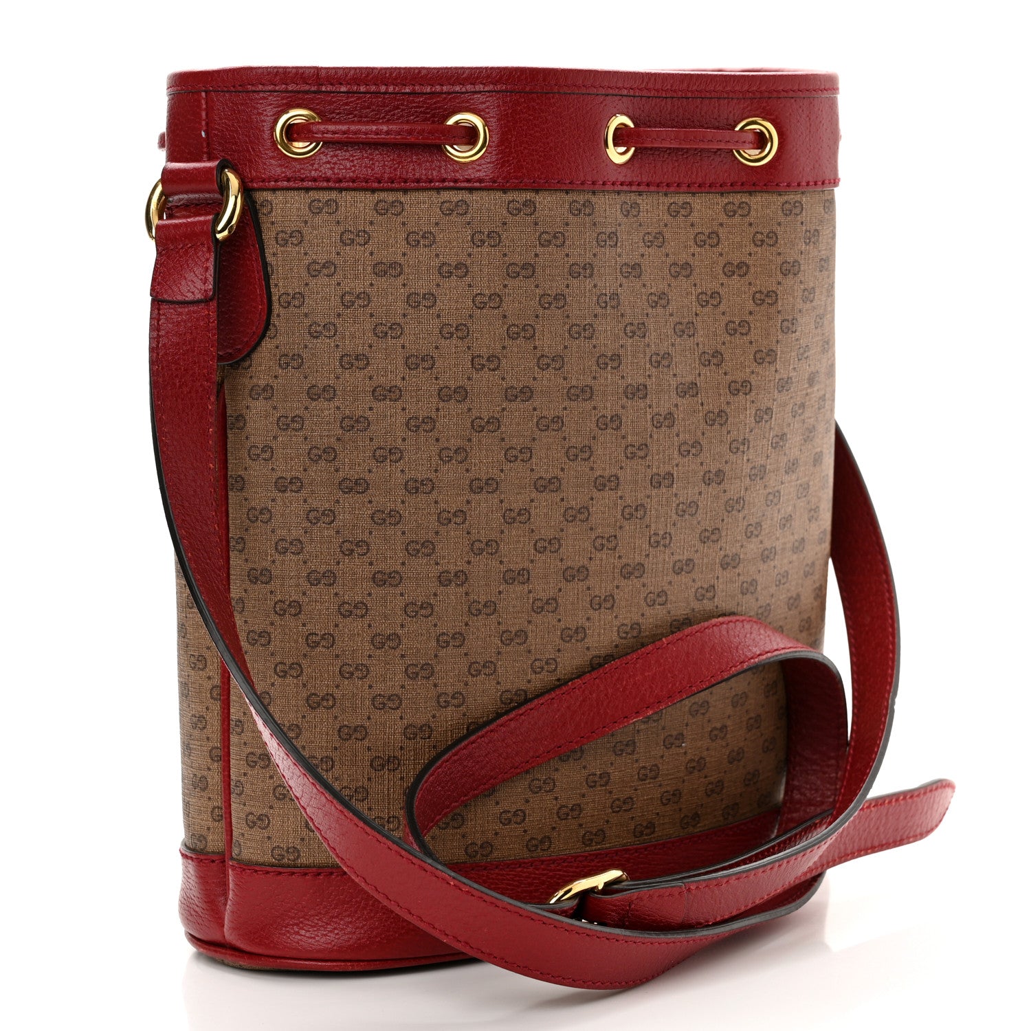 Gucci X DORAEMON Vintage GG Supreme Monogram Small Bucket Bag Beige Cherry Red 3 of 13