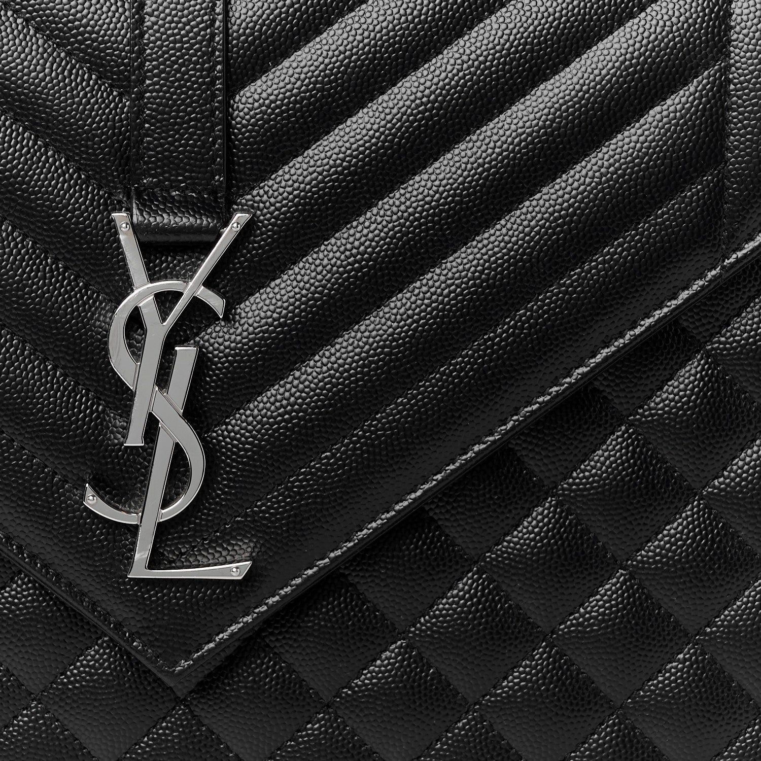 Saint Laurent Grain De Poudre Textured Mixed Matelasse Large Triquilt Monogram Satchel Black 9 of 11
