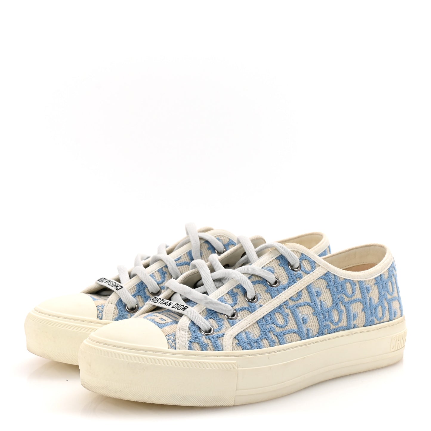 Canvas Oblique Walk'N'Dior Low Top Sneakers 38 Cornflower Blue
