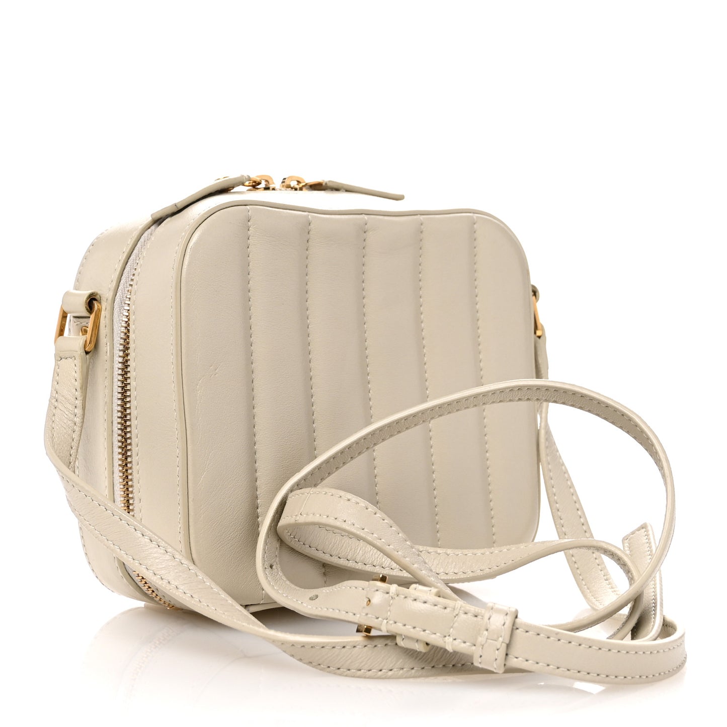 Lambskin Matelasse Monogram Vicky Camera Bag Crema Soft