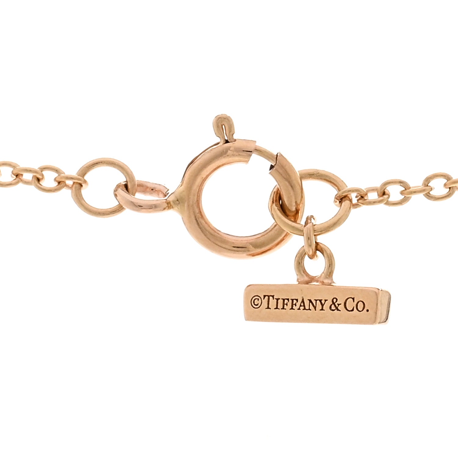 Tiffany 18K Rose Gold Diamond Turquoise T Circle Pendant Necklace 4 of 5