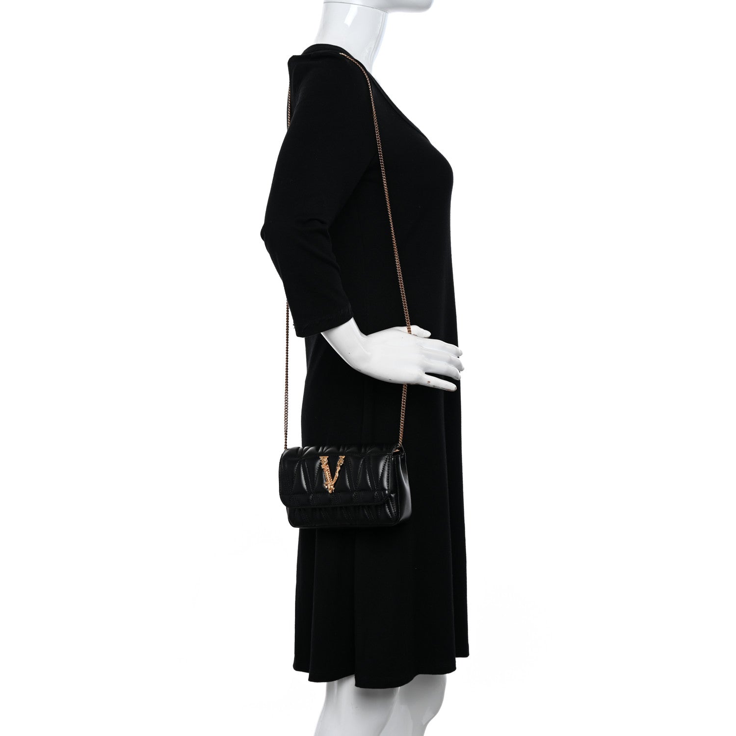 Versace Nappa Quilted Virtus V Evening Bag Black 2 of 11