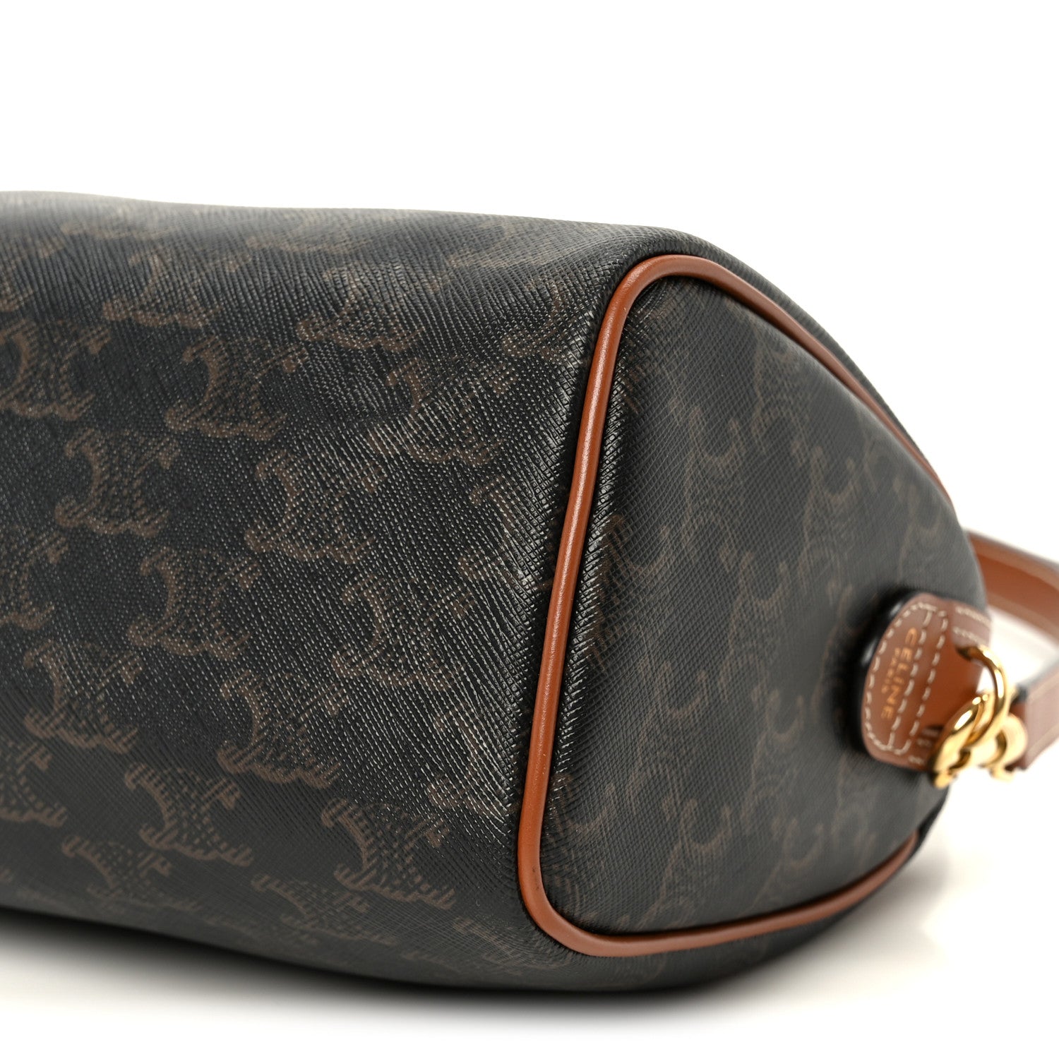 Celine Triomphe Canvas Calfskin Small Boston Bag Tan 11 of 11