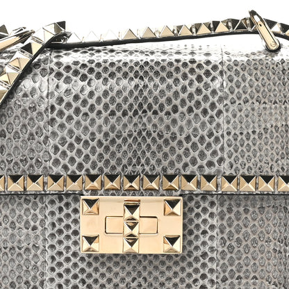 Valentino Garavani Snakeskin Rockstud No Limit Shoulder Bag Blue Multicolor 7 of 9