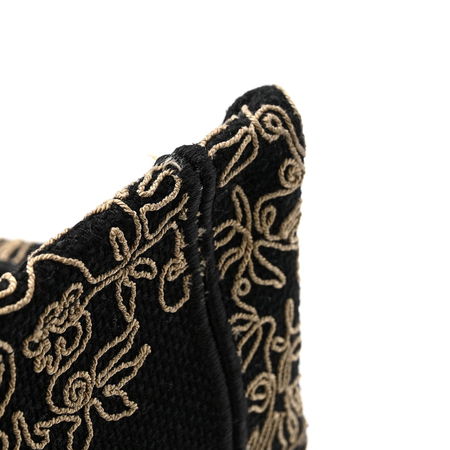 Canvas Embroidered Large Ornamental Cornely Book Tote Black Beige