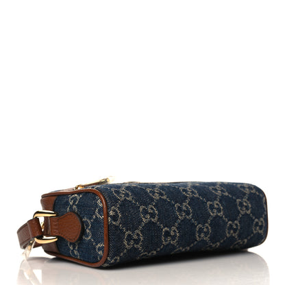 Gucci New Denim GG Monogram Dollar Calfskin Mini Ophidia Shoulder Bag Blue Tea Cuir Epilog 4 of 9