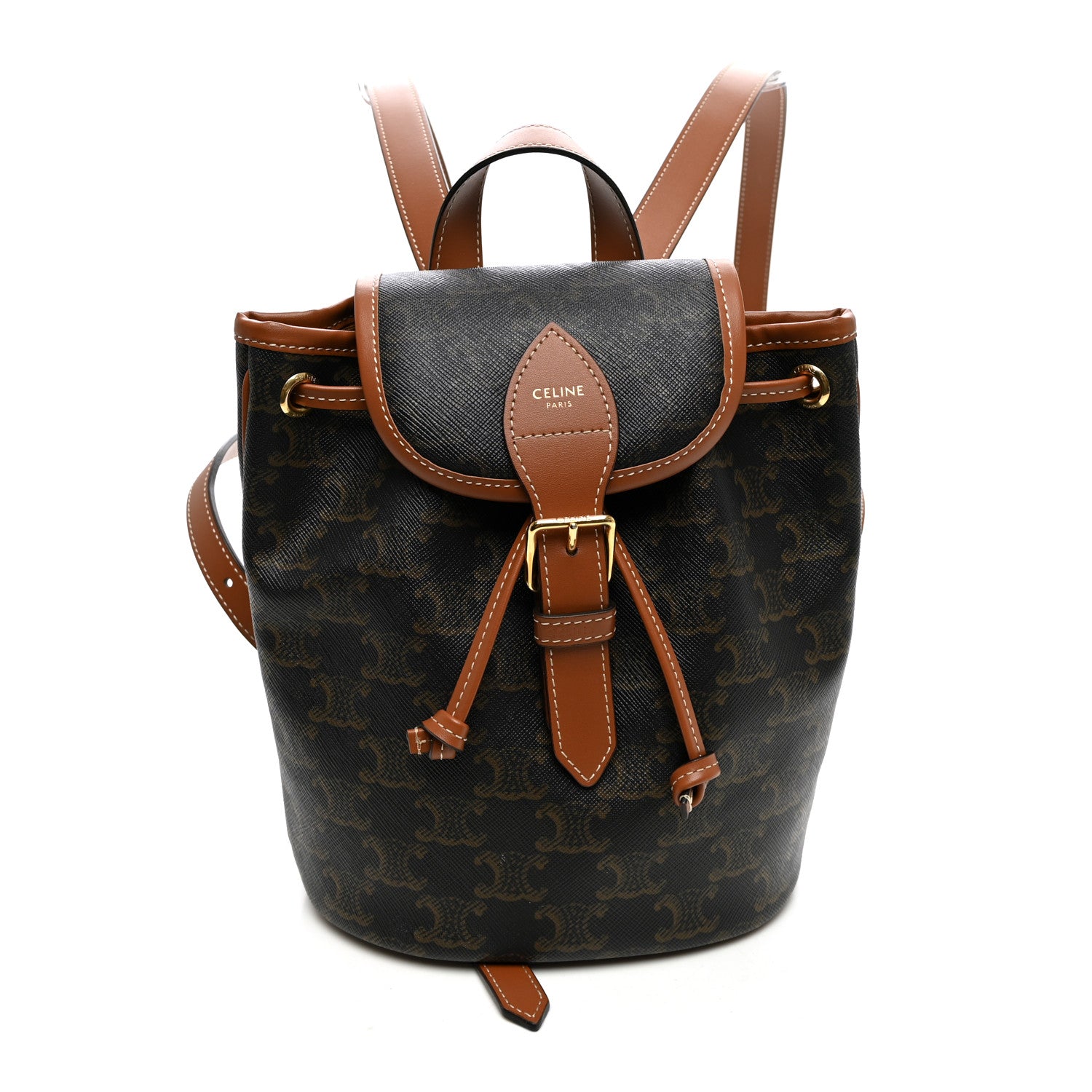 Celine Triomphe Canvas Calfskin Mini Folco Backpack Tan 1 of 9