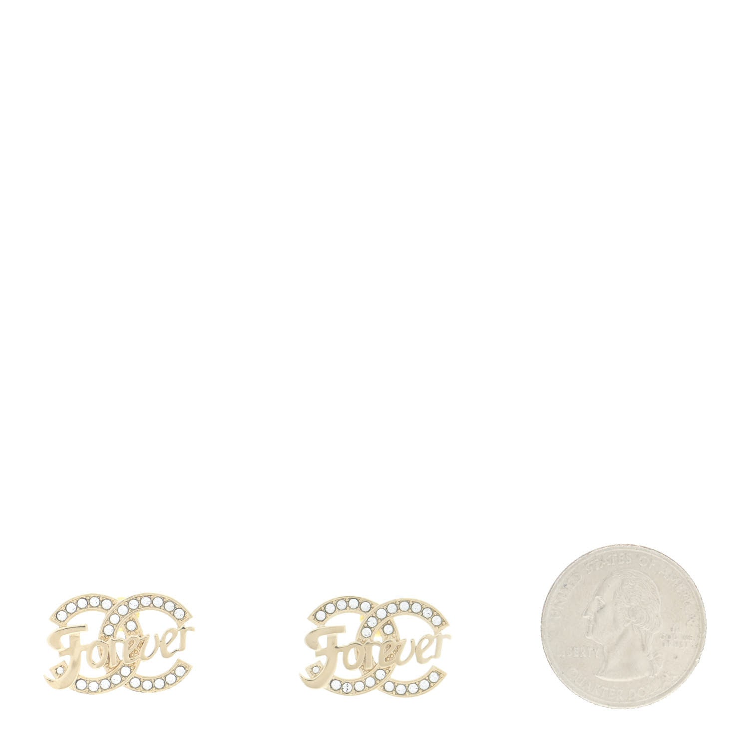 Chanel Crystal CC Forever Earrings Gold 2 of 5