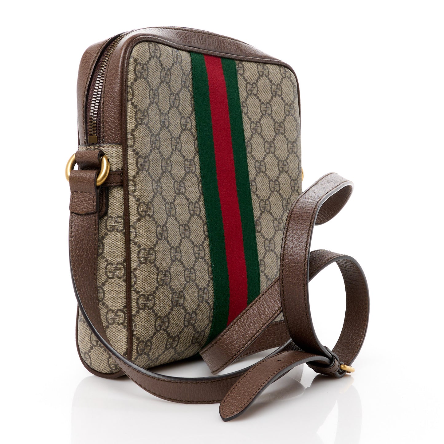 GG Supreme Monogram Web Small Ophidia Messenger Bag Brown