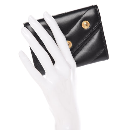 Chanel Lambskin Chevron Quilted Medallion CC Card Holder Black 2 of 10